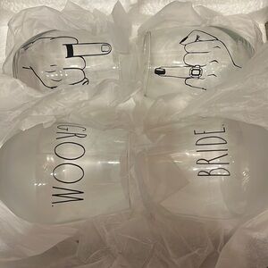 NIB NWT set of 4 Rae Dunn bride groom wine glasses